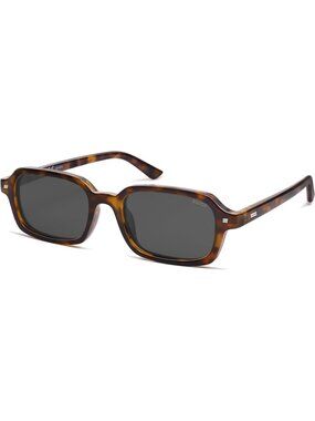 Women's Brown Grey Retro Fashion Thin Slim Trendy Rectangle Polarized Sunglasses